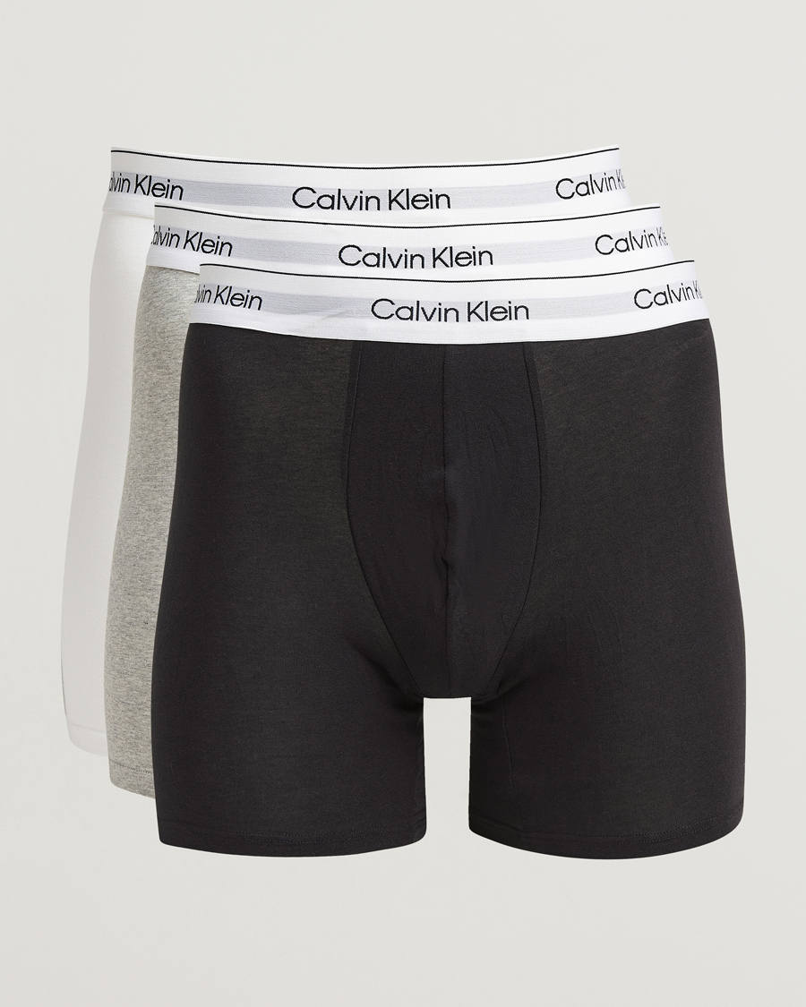 Hombres | Ropa interior y calcetines | Calvin Klein | 3-Pack Icon Cotton Stretch Boxer Brief Grey/Black/White