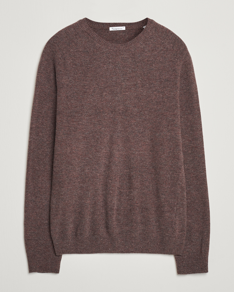 Hombres | Jerséis y prendas de punto | KnowledgeCotton Apparel | Lambswool Roundneck Brown