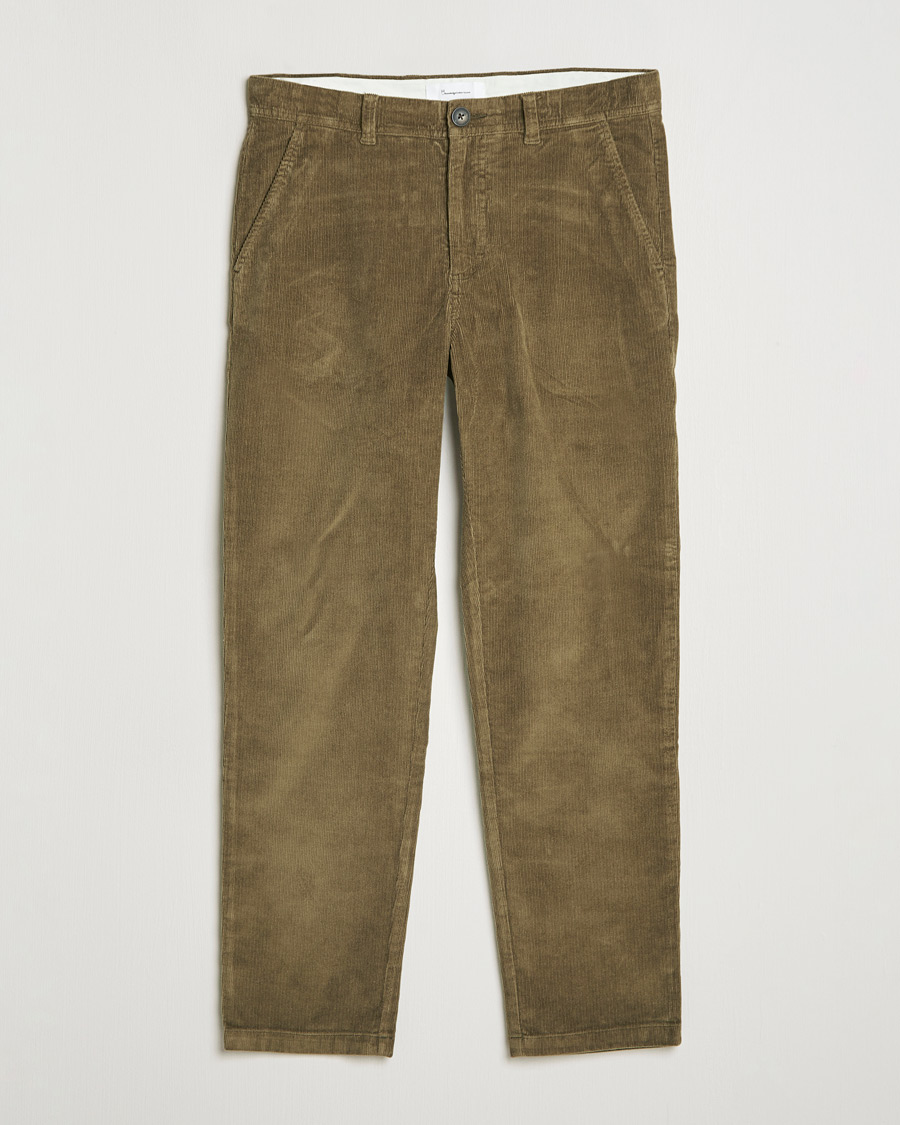 Hombres | Pantalones | KnowledgeCotton Apparel | Chuck Regular Cord Trousers Olive