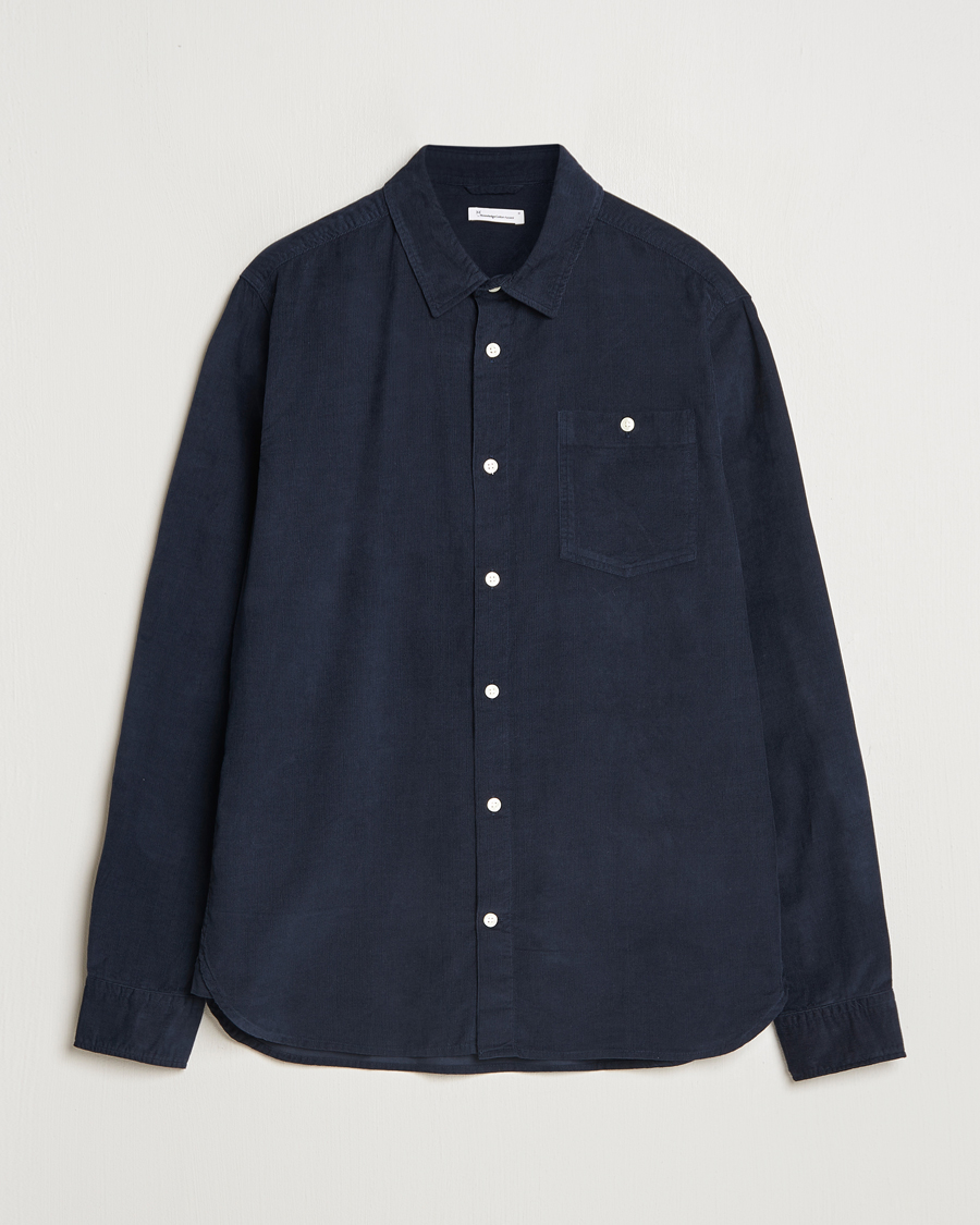 Hombres | Camisas | KnowledgeCotton Apparel | Regular Fit Corduroy Shirt Navy