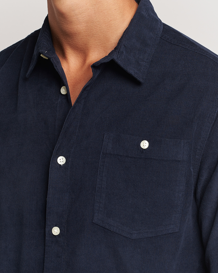 Hombres | Camisas | KnowledgeCotton Apparel | Regular Fit Corduroy Shirt Navy