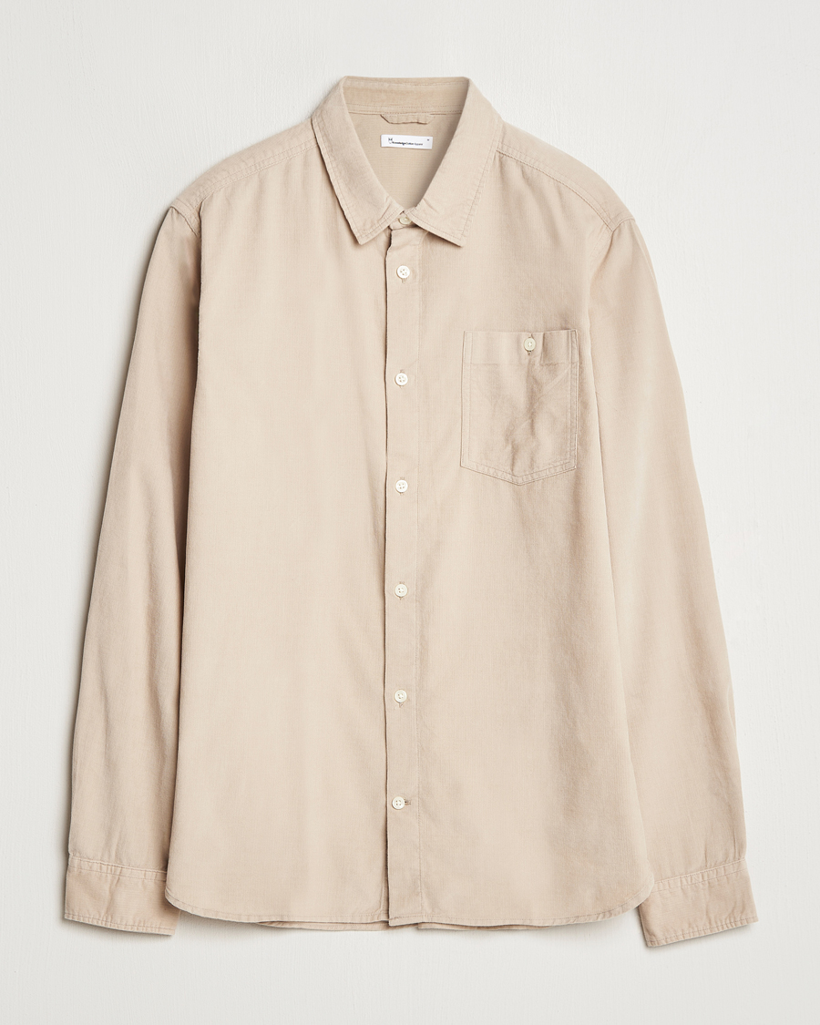 Hombres | Camisas | KnowledgeCotton Apparel | Regular Fit Corduroy Shirt Beige