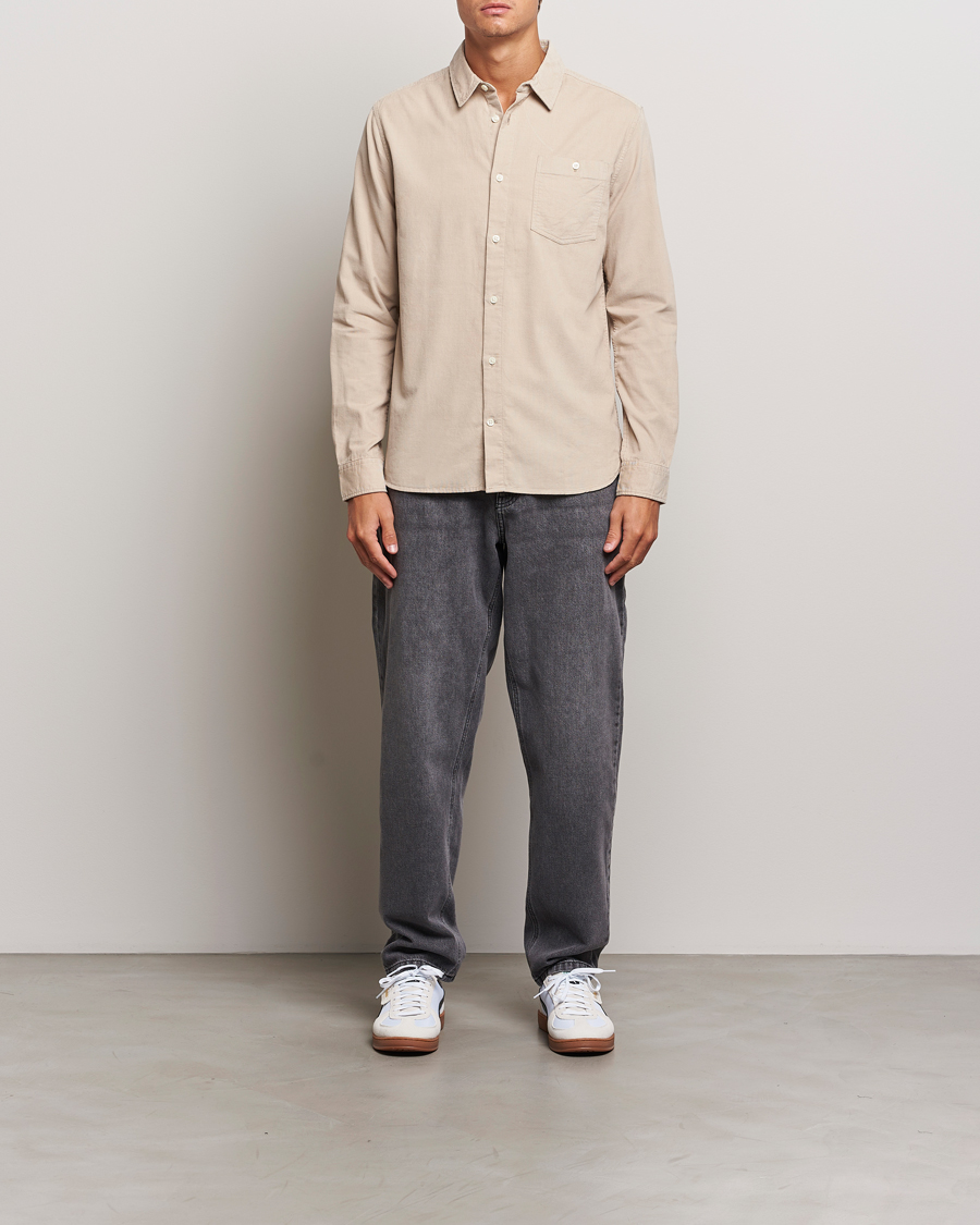 Hombres | Camisas | KnowledgeCotton Apparel | Regular Fit Corduroy Shirt Beige