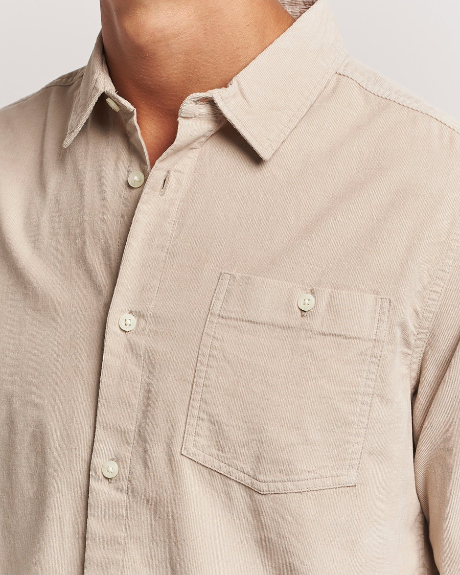 Hombres | Camisas | KnowledgeCotton Apparel | Regular Fit Corduroy Shirt Beige