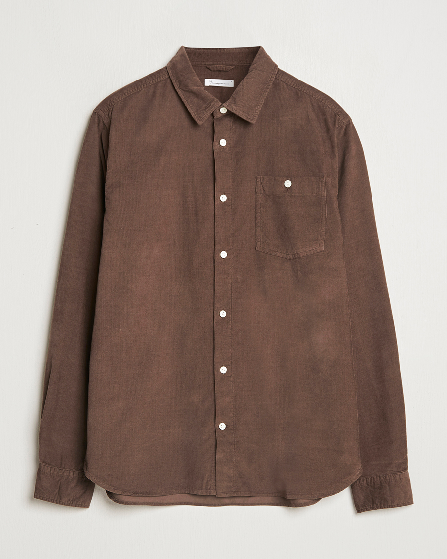 Hombres | Camisas | KnowledgeCotton Apparel | Regular Fit Corduroy Shirt Brown