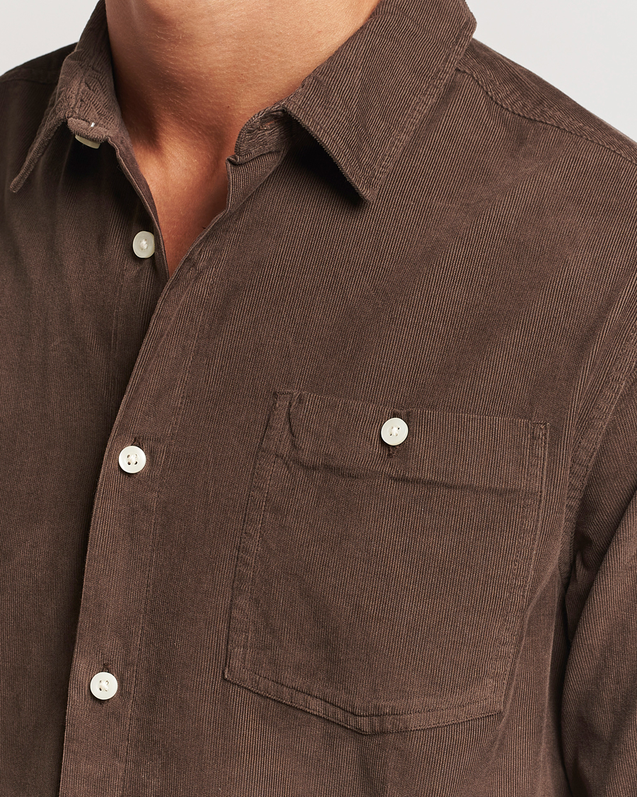 Hombres | Camisas | KnowledgeCotton Apparel | Regular Fit Corduroy Shirt Brown