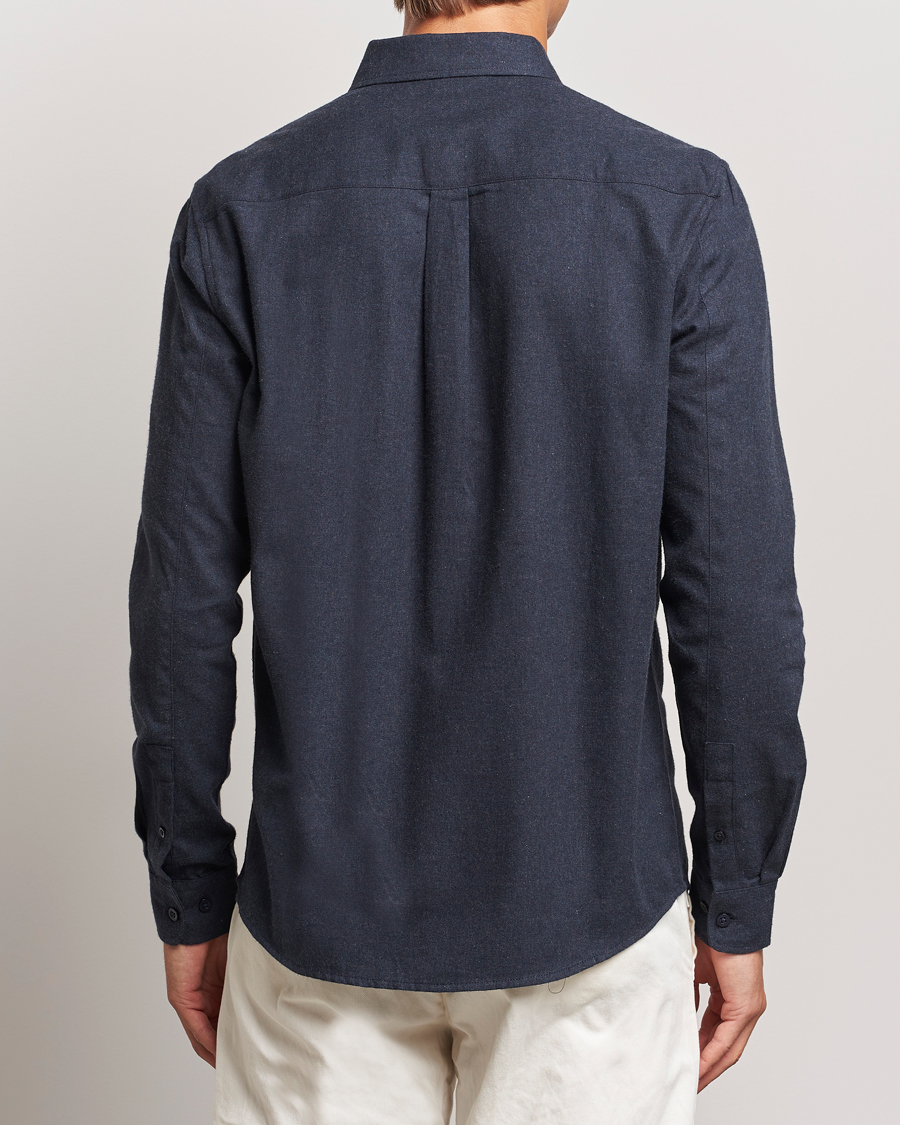 Hombres | Camisas | KnowledgeCotton Apparel | Regular Fit Melange Flannel Shirt Navy