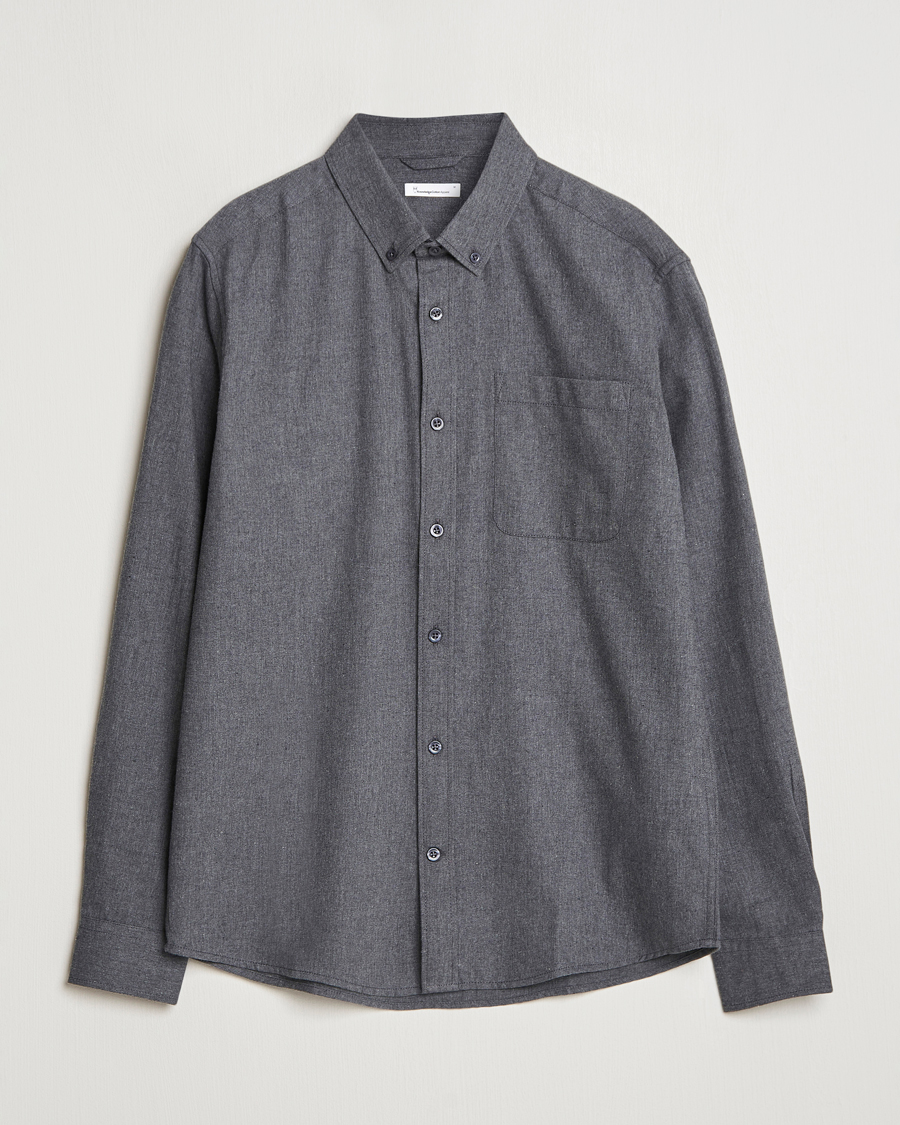 Hombres | Camisas | KnowledgeCotton Apparel | Regular Fit Melange Flannel Shirt Grey
