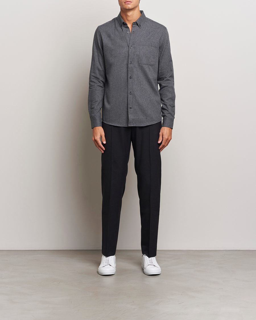 Hombres | Camisas | KnowledgeCotton Apparel | Regular Fit Melange Flannel Shirt Grey