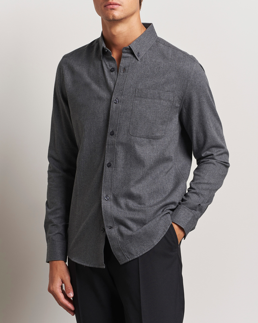 Hombres | Camisas | KnowledgeCotton Apparel | Regular Fit Melange Flannel Shirt Grey