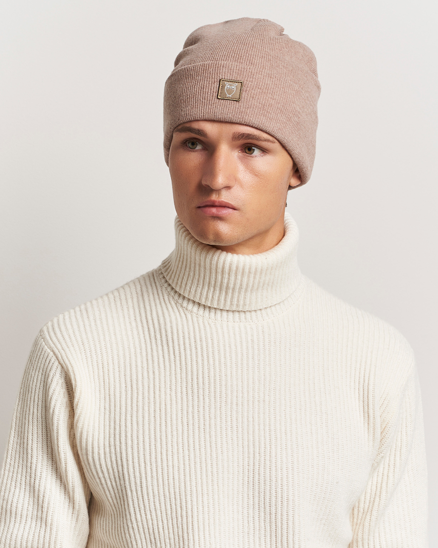 Hombres | KnowledgeCotton Apparel Double Layer Wool Beanie Light Beige | KnowledgeCotton Apparel | Double Layer Wool Beanie Light Beige