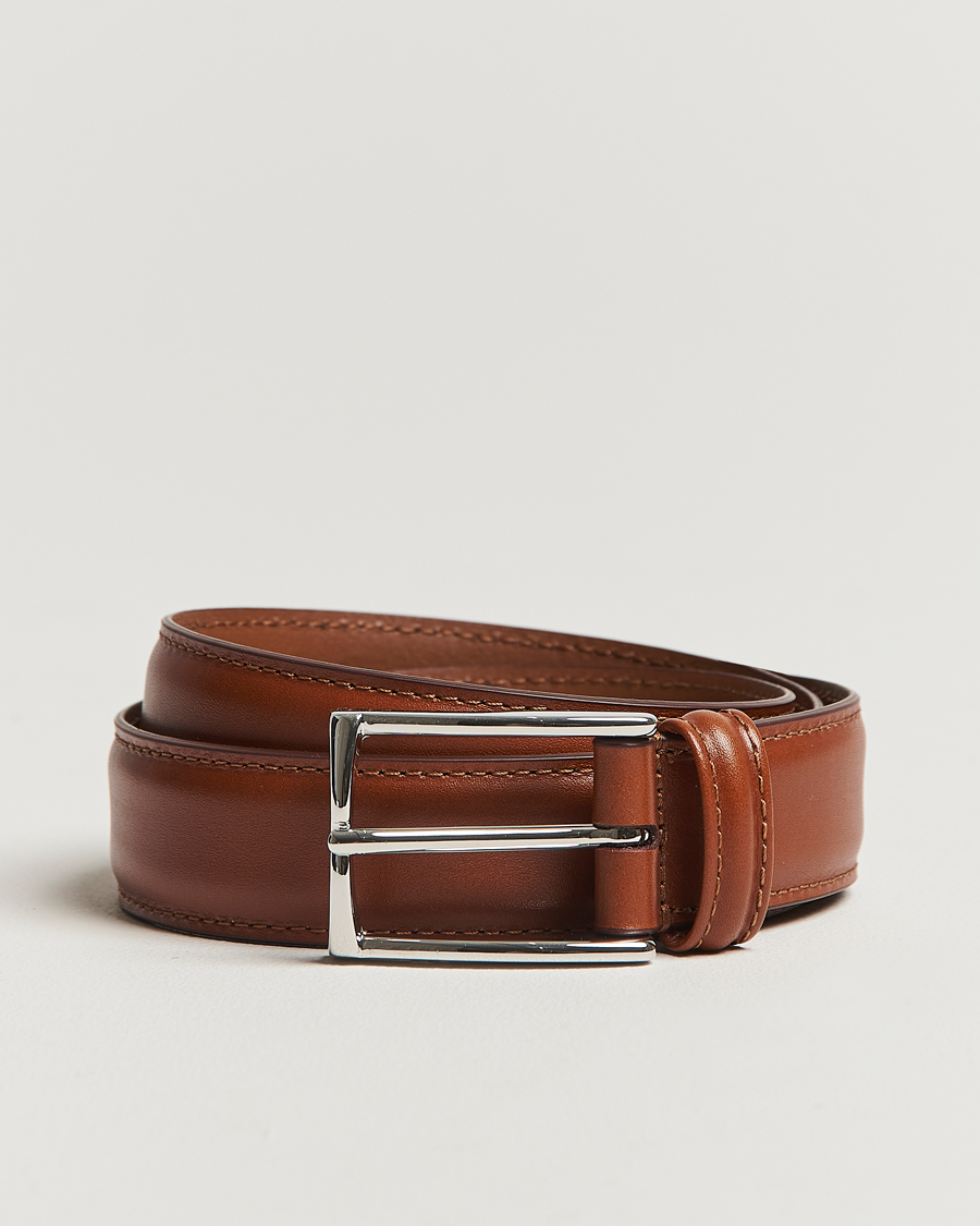 Hombres | Cinturones | Anderson's | Leather Suit Belt 3 cm Light Brown