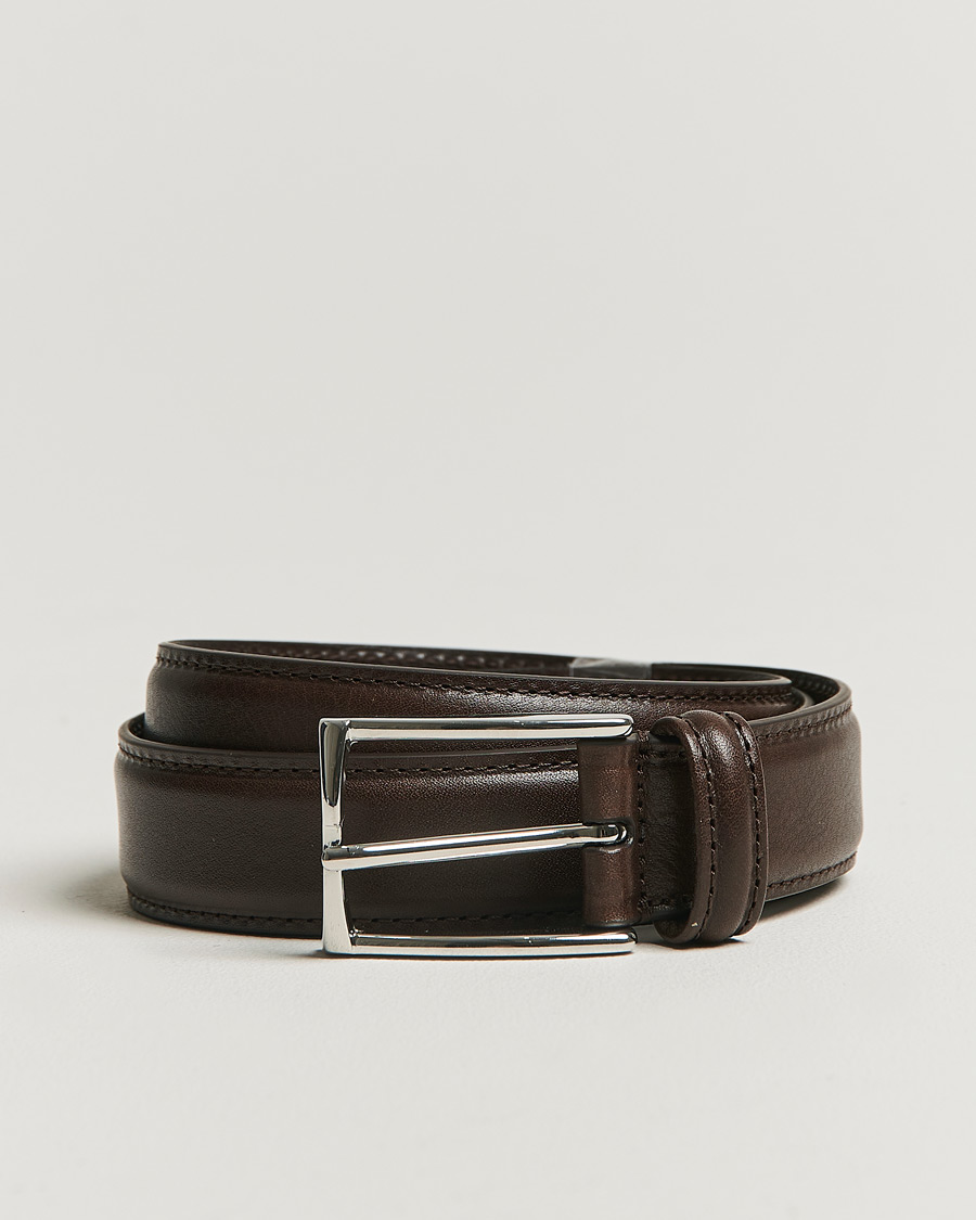 Hombres | Cinturones | Anderson's | Structure Leather Suit Belt 3 cm Dark Brown