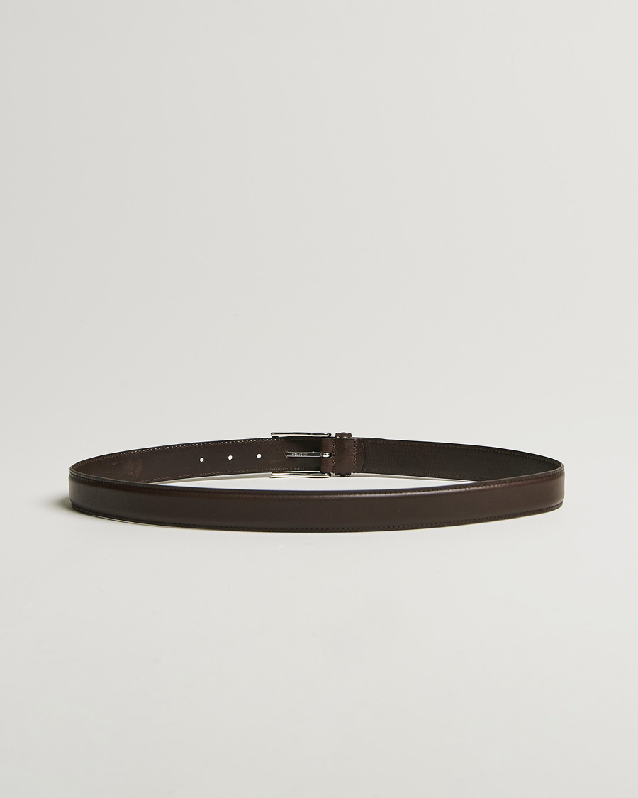 Hombres | Cinturones | Anderson's | Structure Leather Suit Belt 3 cm Dark Brown