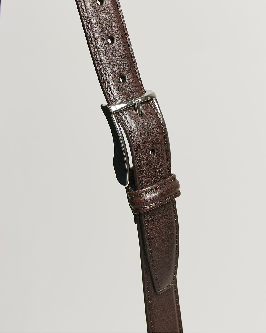 Hombres | Cinturones | Anderson's | Structure Leather Suit Belt 3 cm Dark Brown