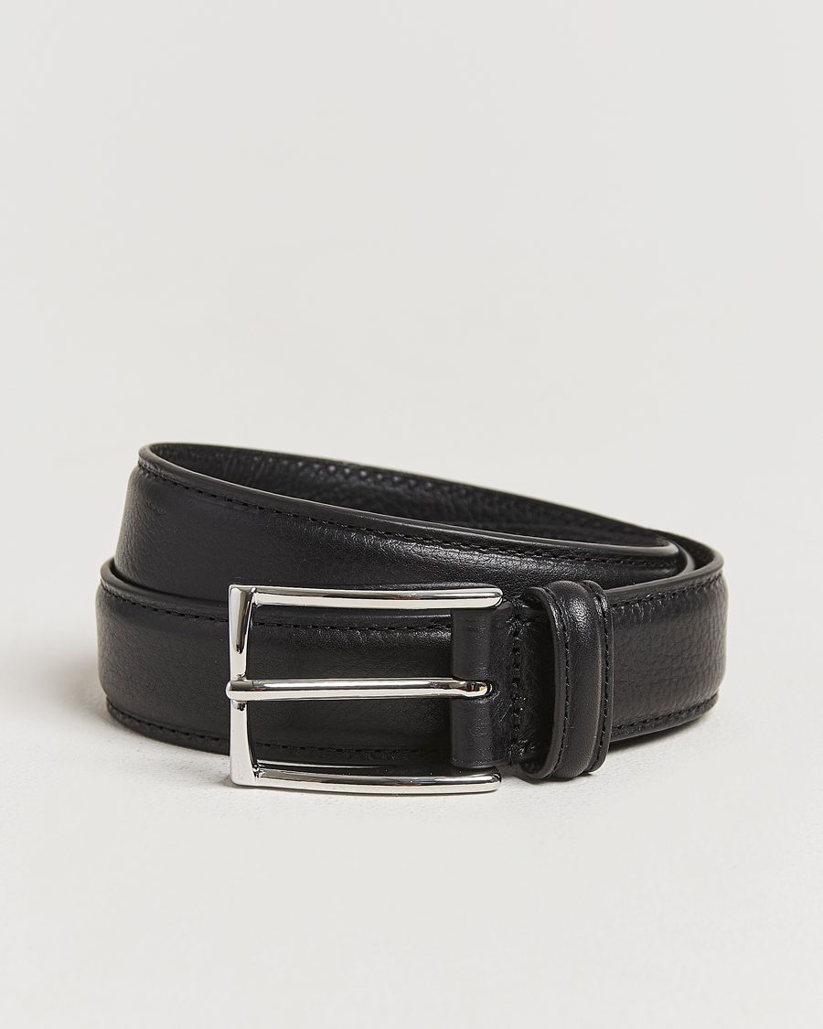 Hombres | Cinturones | Anderson's | Structure Leather Suit Belt 3 cm Black