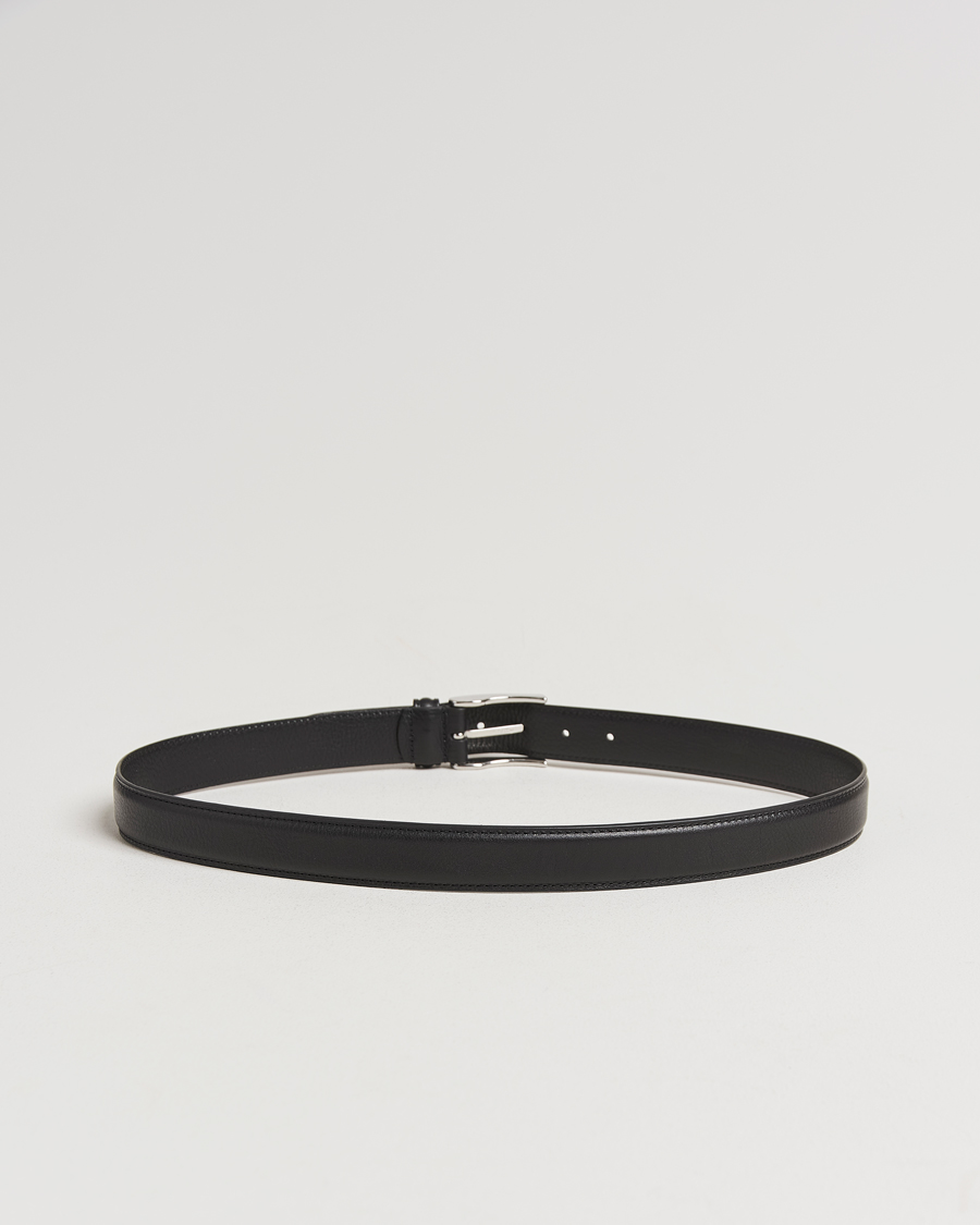 Hombres | Cinturones | Anderson's | Structure Leather Suit Belt 3 cm Black
