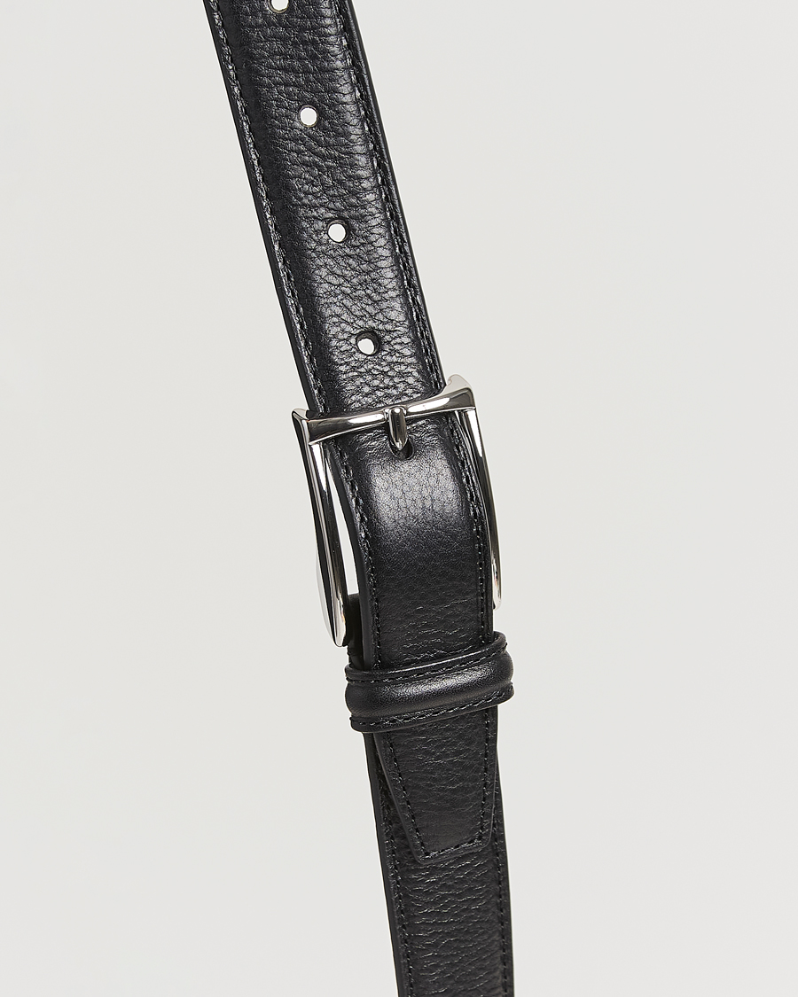 Hombres | Cinturones | Anderson's | Structure Leather Suit Belt 3 cm Black