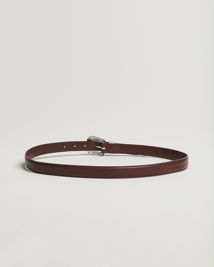 Hombres | Cinturones | Anderson's | Grained Western Leather Belt 2,5 cm Brown
