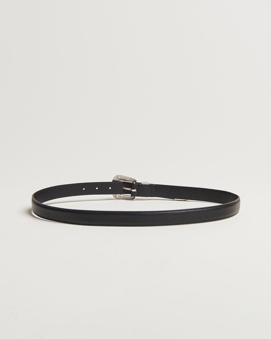Hombres | Cinturones | Anderson's | Grained Western Leather Belt 2,5 cm Black