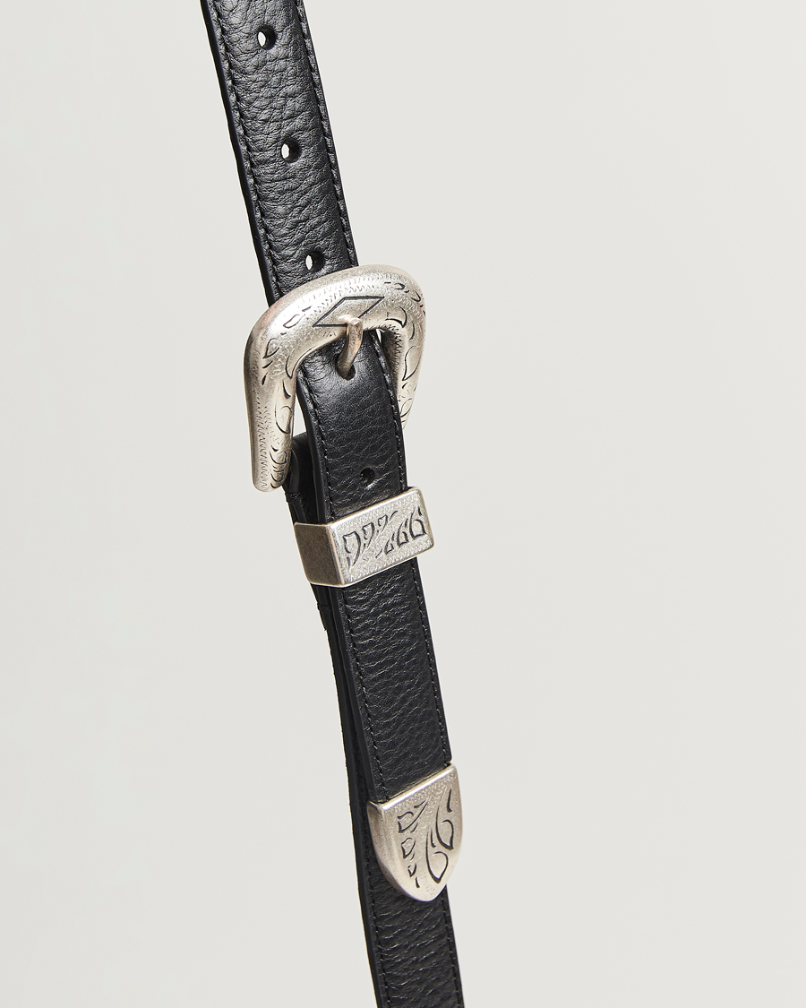 Hombres | Cinturones | Anderson's | Grained Western Leather Belt 2,5 cm Black