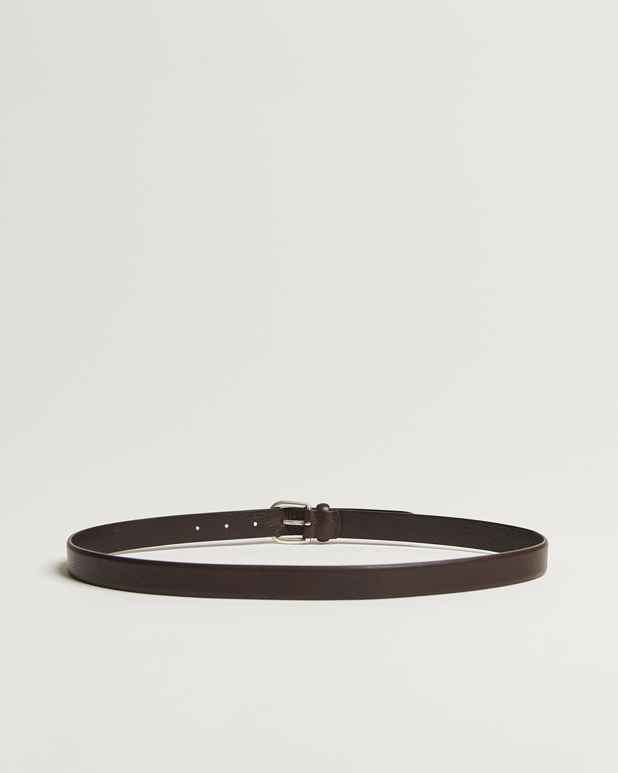 Hombres | Cinturones | Anderson's | Grained Leather Belt 2,5 cm Dark Brown
