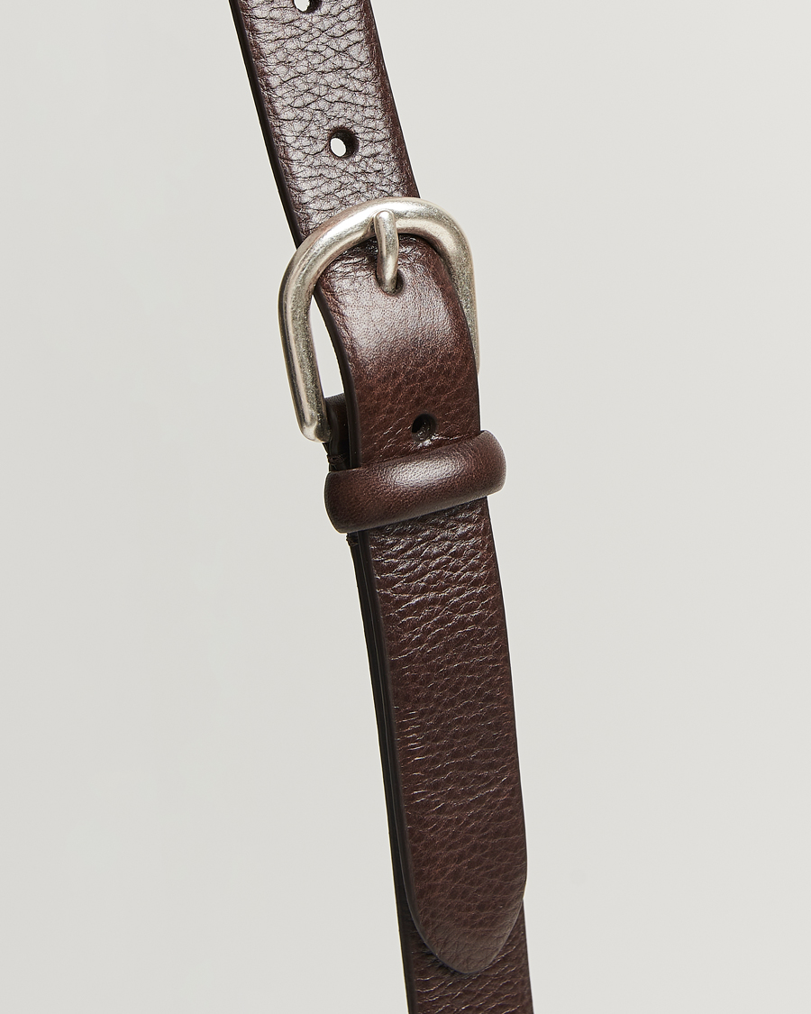 Hombres | Cinturones | Anderson's | Grained Leather Belt 2,5 cm Dark Brown