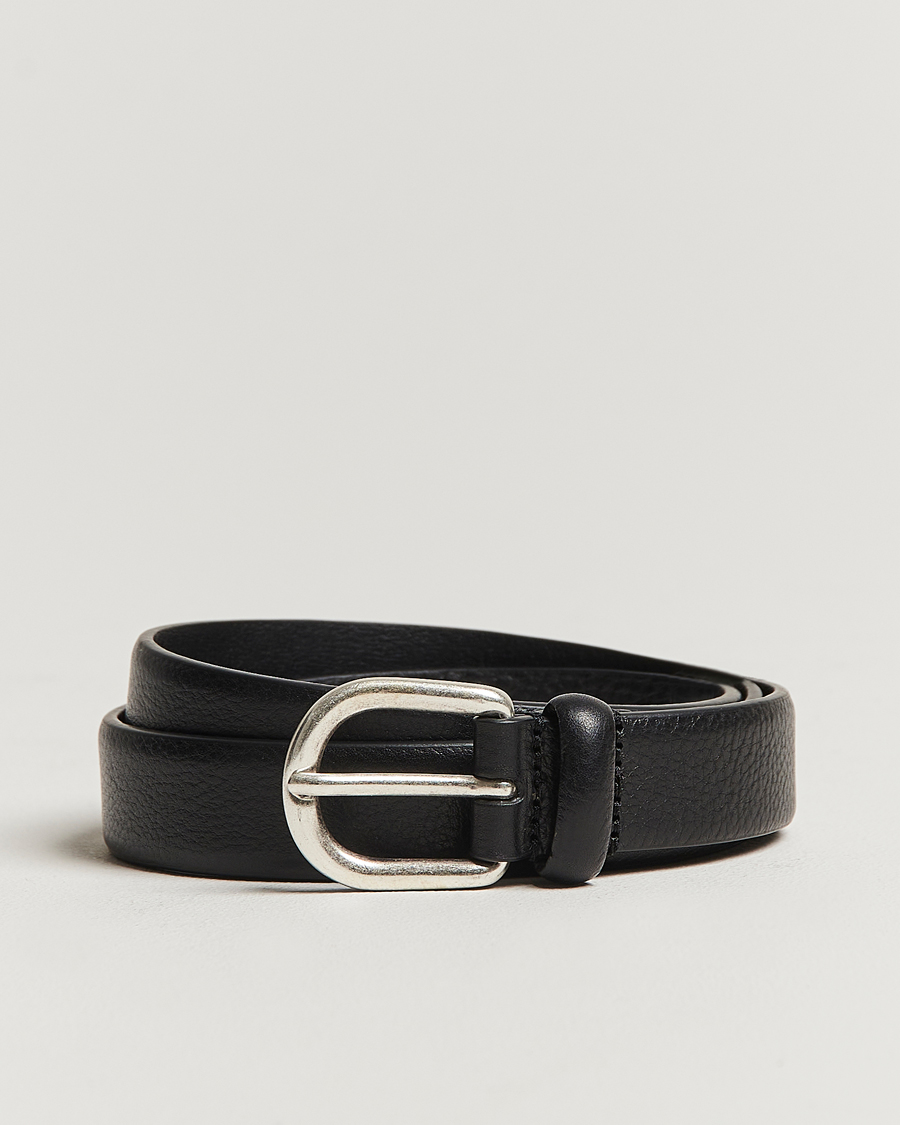 Hombres | Cinturones | Anderson's | Grained Leather Belt 2,5 cm Black