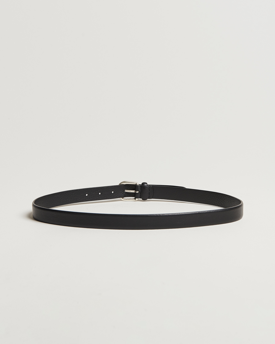 Hombres | Cinturones | Anderson's | Grained Leather Belt 2,5 cm Black