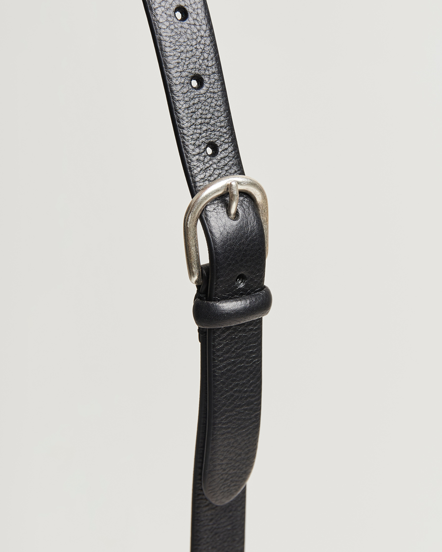 Hombres | Cinturones | Anderson's | Grained Leather Belt 2,5 cm Black