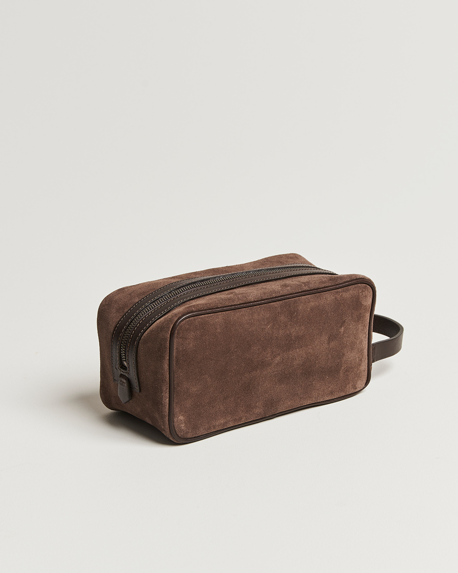 Hombres | Anderson's Suede Washbag Dark Brown | Anderson's | Suede Washbag Dark Brown