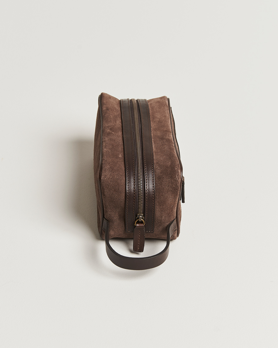 Hombres | Anderson's Suede Washbag Dark Brown | Anderson's | Suede Washbag Dark Brown