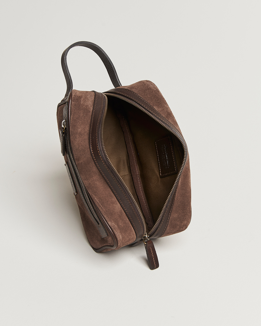 Hombres | Anderson's Suede Washbag Dark Brown | Anderson's | Suede Washbag Dark Brown