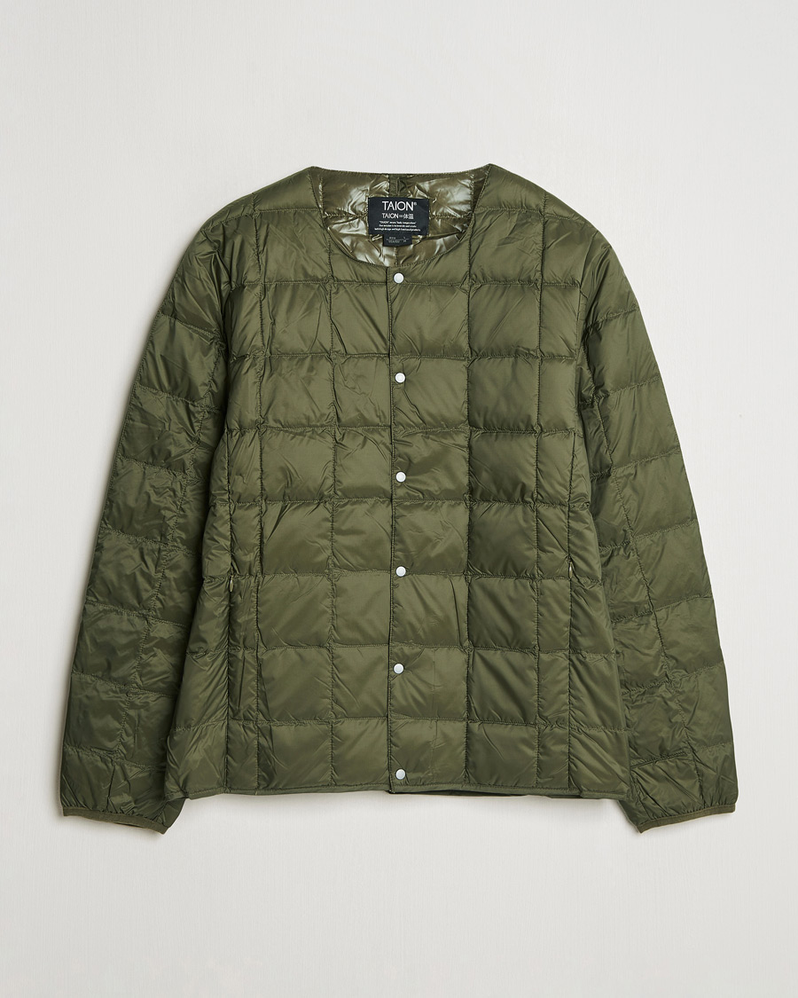 Hombres | Abrigos y chaquetas | TAION | Crew Neck Button Down Jacket Dark Olive