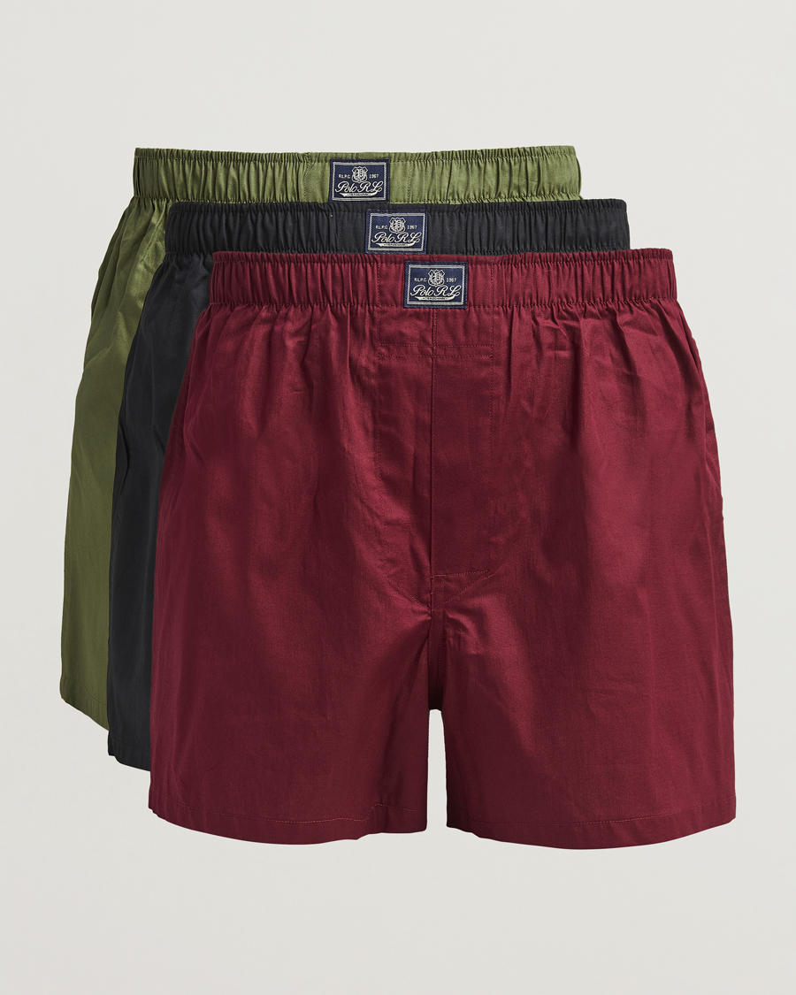 Hombres | Ropa interior y calcetines | Polo Ralph Lauren | 3-Pack Woven Boxer Black/Green/Red