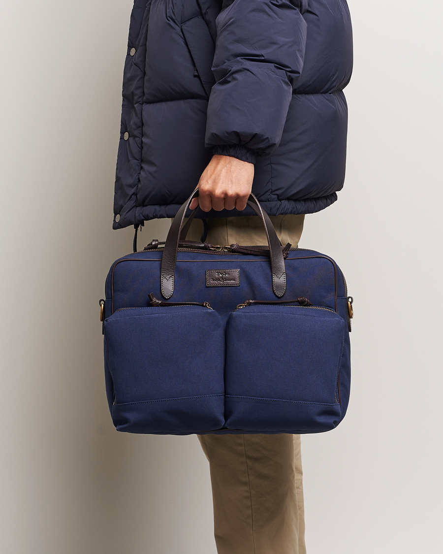 Hombres | Polo Ralph Lauren Commuter Canvas Messenger Bag Newport Navy/Dk Brown | Polo Ralph Lauren | Commuter Canvas Messenger Bag Newport Navy/Dk Brown