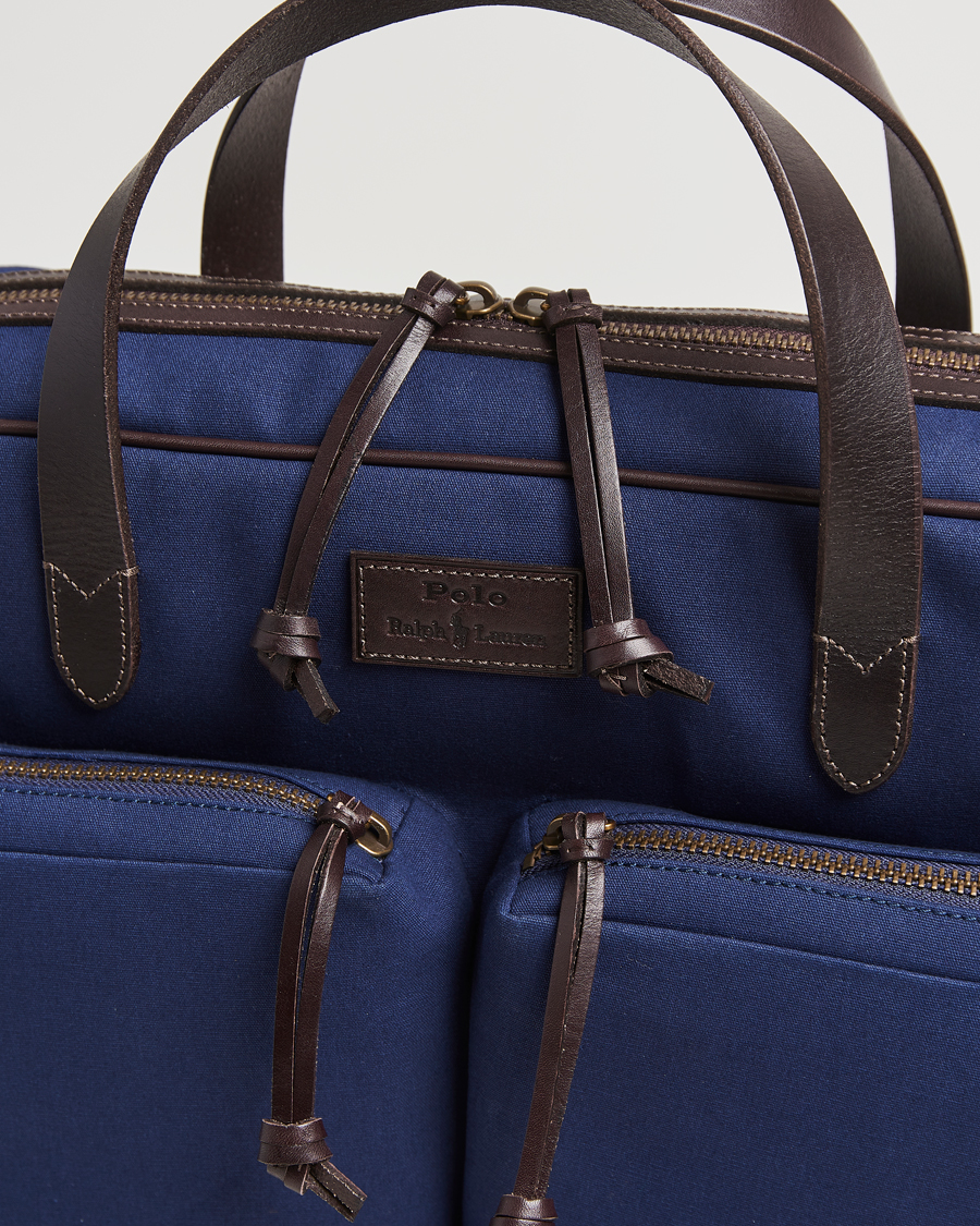 Hombres | Polo Ralph Lauren Commuter Canvas Messenger Bag Newport Navy/Dk Brown | Polo Ralph Lauren | Commuter Canvas Messenger Bag Newport Navy/Dk Brown