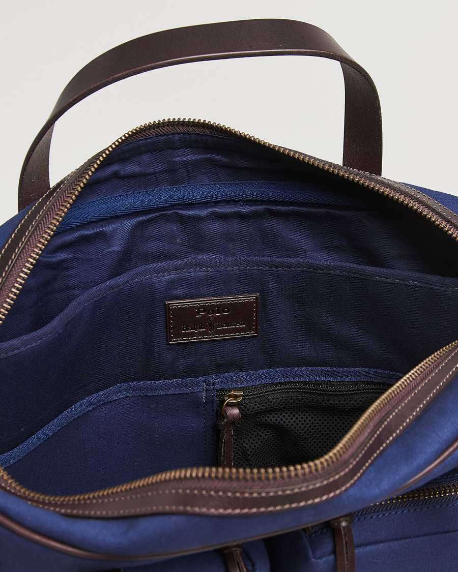 Hombres | Polo Ralph Lauren Commuter Canvas Messenger Bag Newport Navy/Dk Brown | Polo Ralph Lauren | Commuter Canvas Messenger Bag Newport Navy/Dk Brown