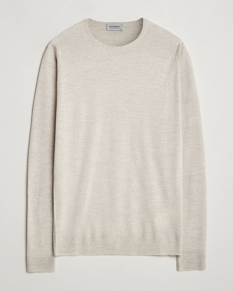 Hombres | Jerséis y prendas de punto | John Smedley | Lundy Extra Fine Merino Crew Neck Grey Fleece