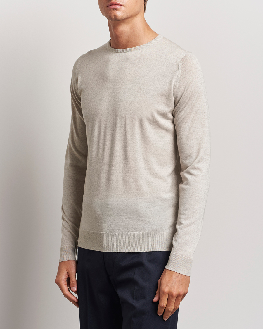 Hombres | Jerséis y prendas de punto | John Smedley | Lundy Extra Fine Merino Crew Neck Grey Fleece