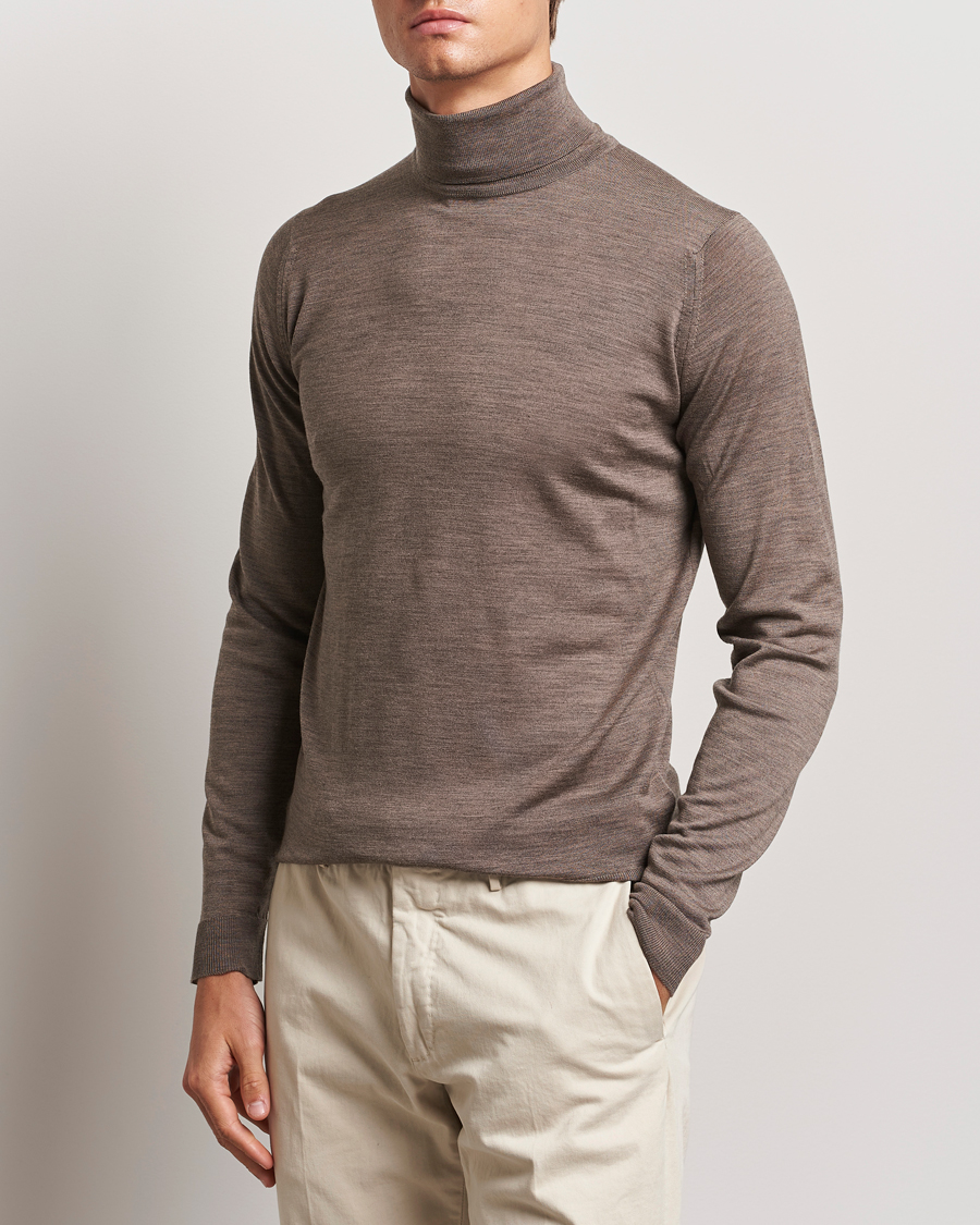 Hombres | Jerséis y prendas de punto | John Smedley | Cherwell Extra Fine Merino Rollneck Mushroom Brown