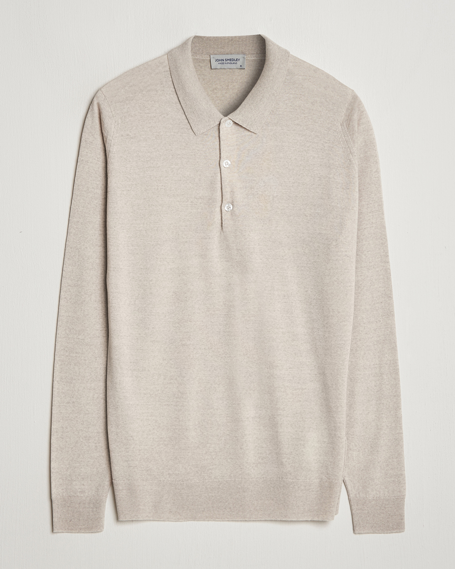 Hombres | Jerséis y prendas de punto | John Smedley | Belper Extra Fine Merino Polo Pullover Grey Fleece