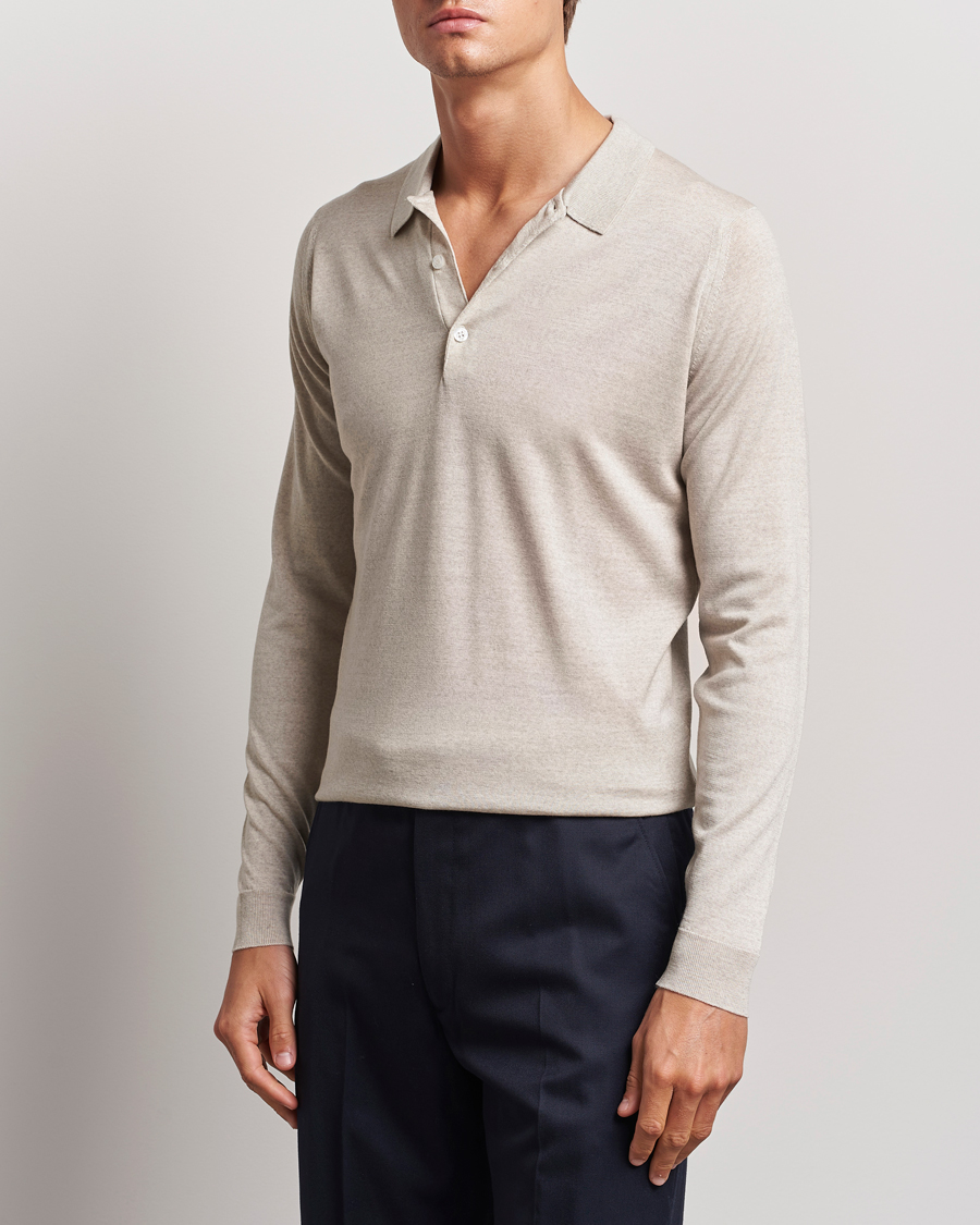 Hombres | Jerséis y prendas de punto | John Smedley | Belper Extra Fine Merino Polo Pullover Grey Fleece