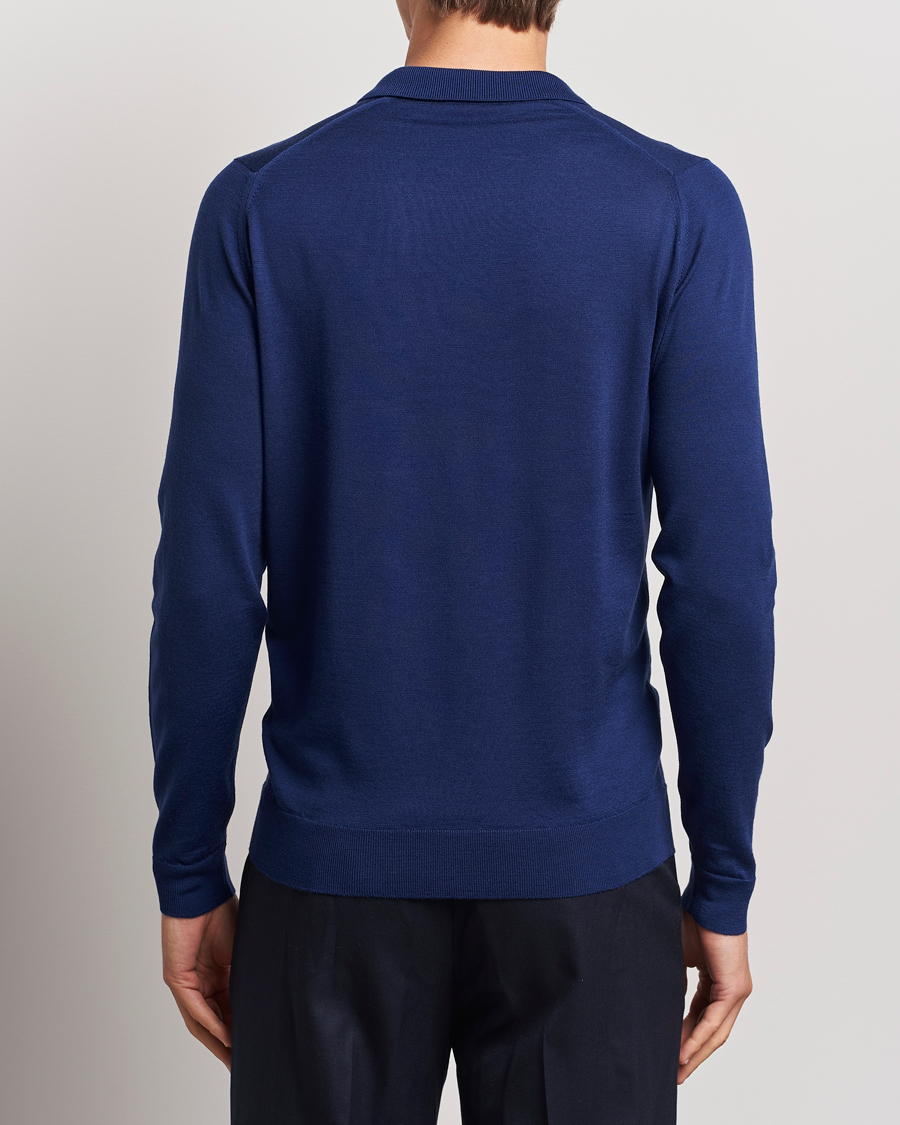 Hombres | Jerséis y prendas de punto | John Smedley | Belper Extra Fine Merino Polo Pullover Ink Blue