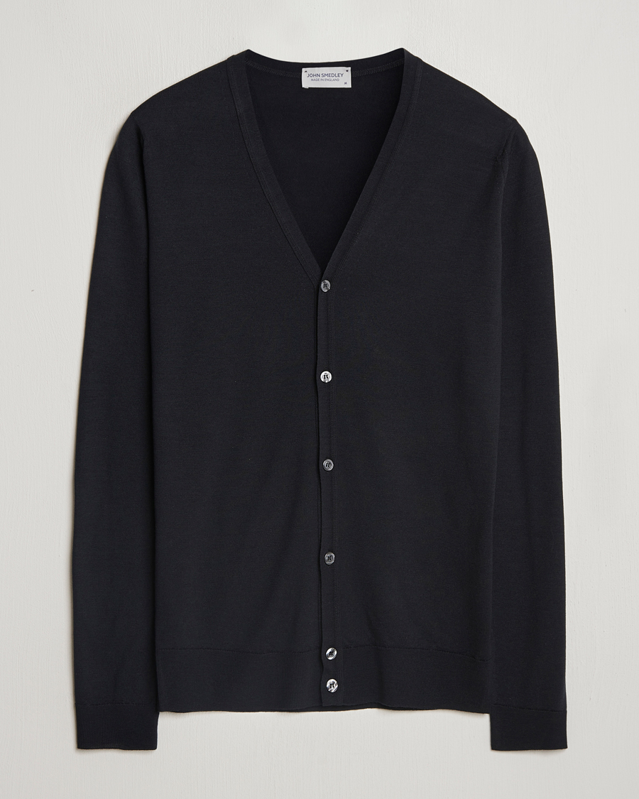Hombres | Jerséis y prendas de punto | John Smedley | Petworth Extra Fine Merino Cardigan Black
