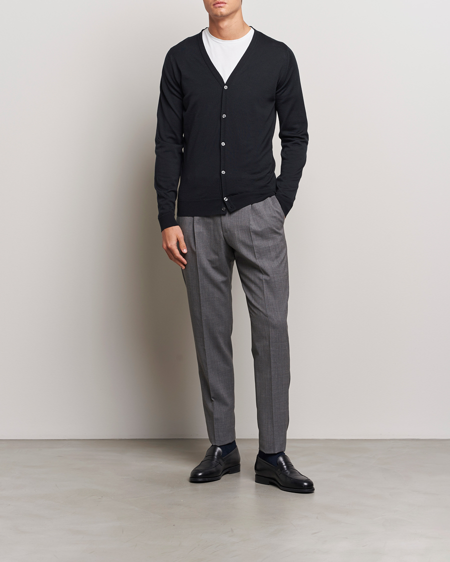 Hombres | Jerséis y prendas de punto | John Smedley | Petworth Extra Fine Merino Cardigan Black