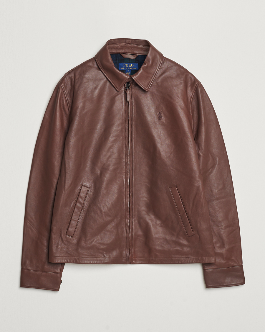 Hombres | Abrigos y chaquetas | Polo Ralph Lauren | Maxwell Windbreaker Leather Jacket Bison Brown