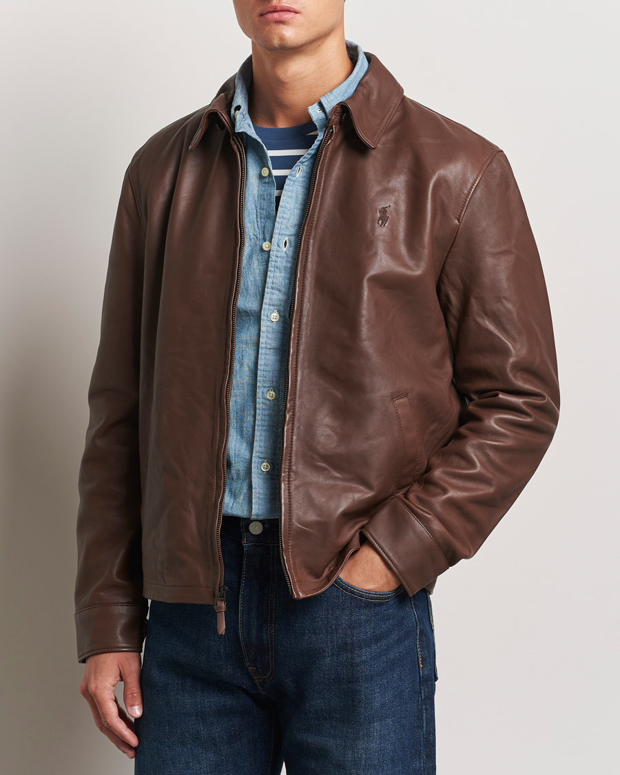 Hombres | Abrigos y chaquetas | Polo Ralph Lauren | Maxwell Windbreaker Leather Jacket Bison Brown