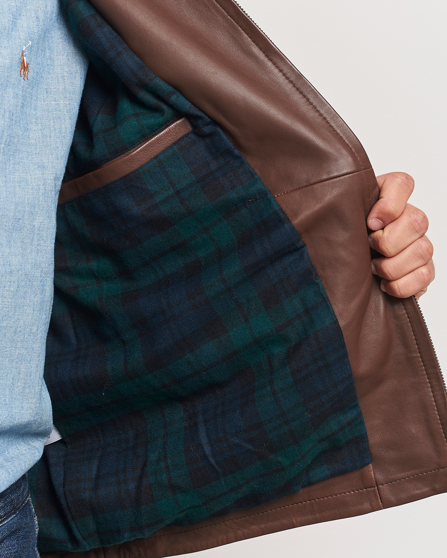 Hombres | Abrigos y chaquetas | Polo Ralph Lauren | Maxwell Windbreaker Leather Jacket Bison Brown