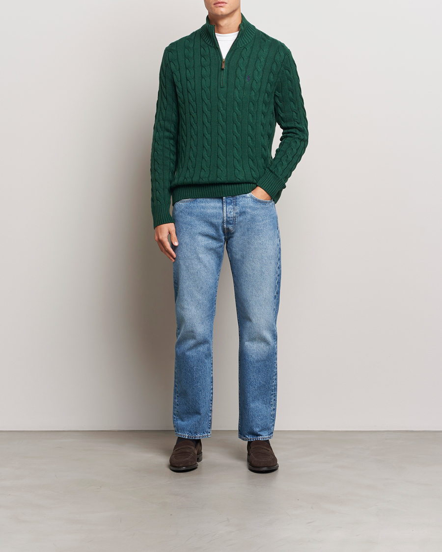 Hombres | Jerséis y prendas de punto | Polo Ralph Lauren | Cotton Cable Half Zip Vintage Pine